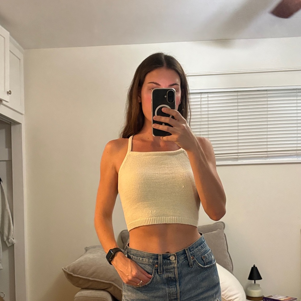 Papermoon Cream Knit Crop Top